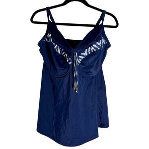 Panache Women's Ocean Balcony Tankini Swim Suit Top Underwire Navy Blue 36J